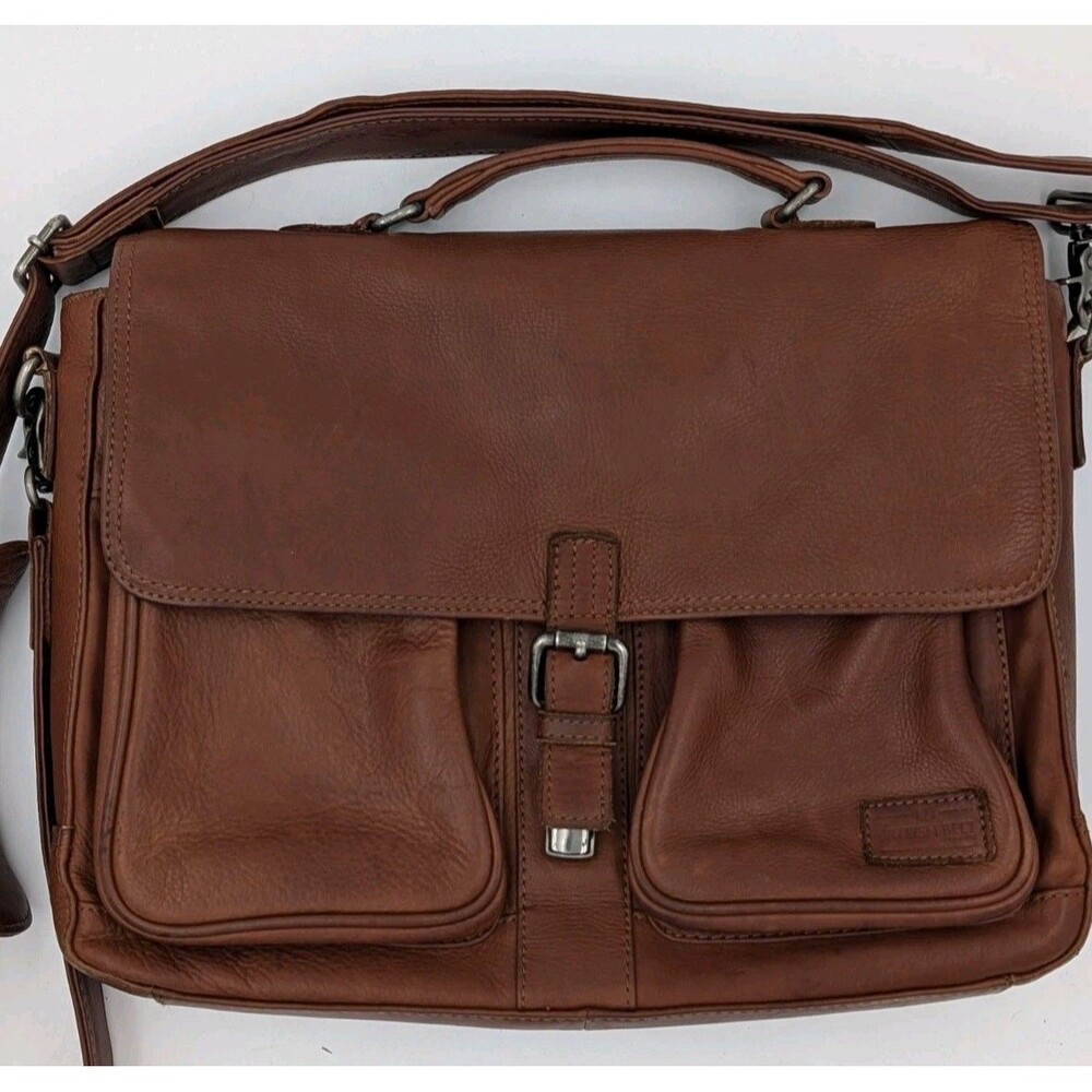 The British Belt Company Genuine Leather Messenger Bag Satchel Briefcase Brown - Picture 2 of 16